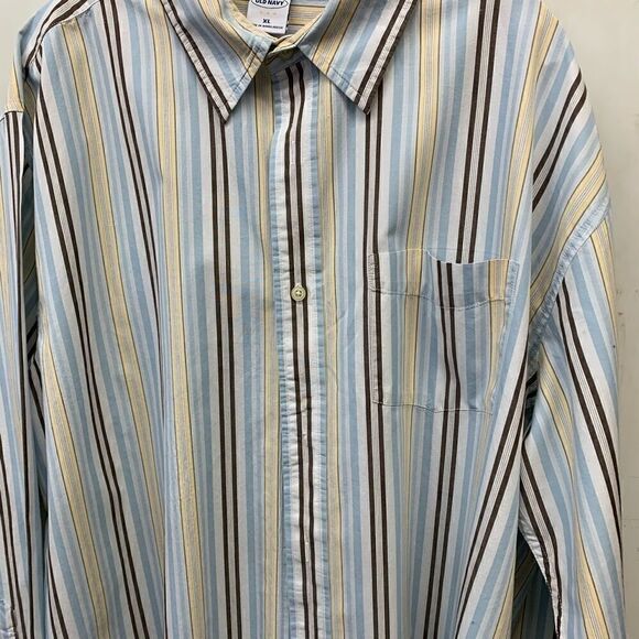 Old navy shirt blue white/yellow/green stripes xl - Picture 3 of 7